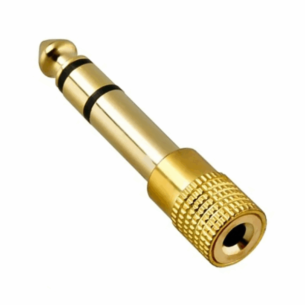ADAPTADOR 1 3.5MM HEMBRA A 1 6.3MM MACHO ESTEREO - DORADO