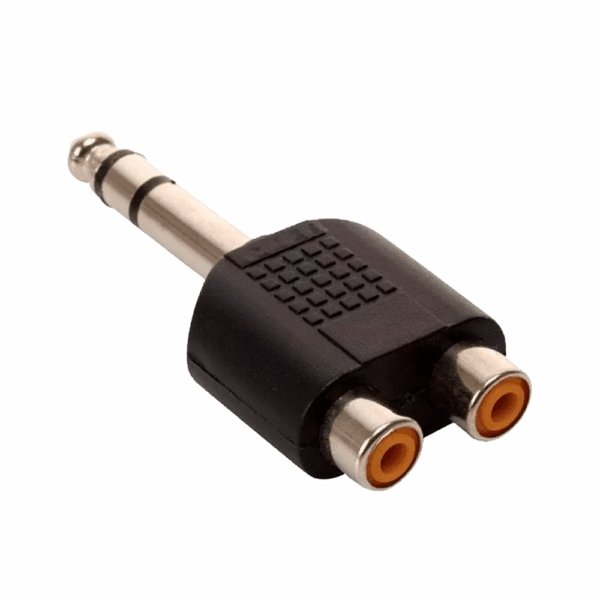 ADAPTADOR 2 RCA HEMBRA A 1 6.3MM MACHO ESTEREO
