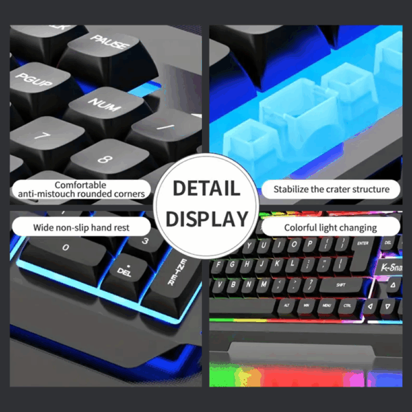 KIT TECLADO Y MOUSE USB GAMER RGB - DIMAO V6680 - Imagen 3