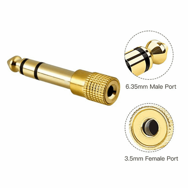 ADAPTADOR 1 3.5MM HEMBRA A 1 6.3MM MACHO ESTEREO - DORADO - Imagen 3